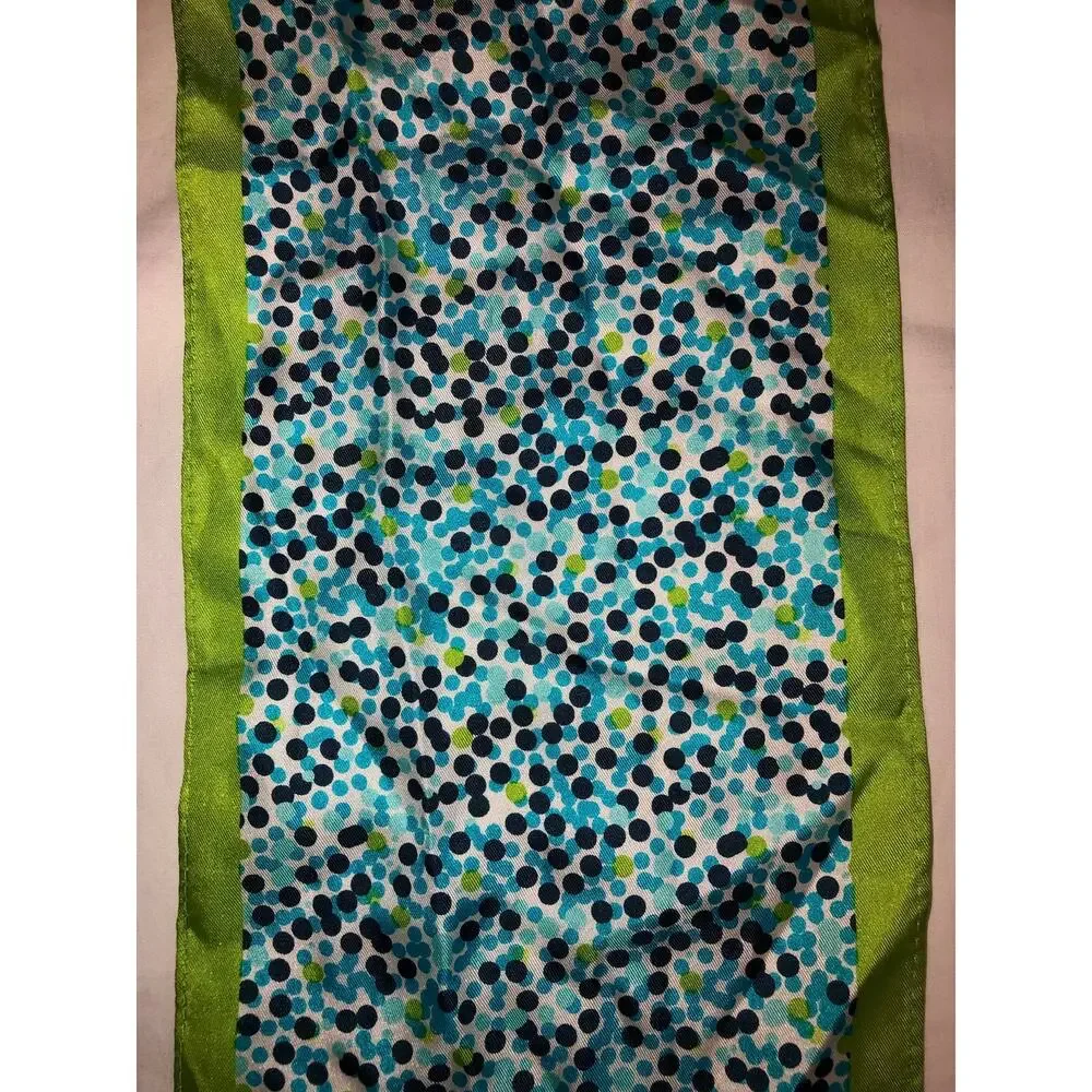 Thirty One Silk Scarf Green Blue Neck Head Hair Purse 46